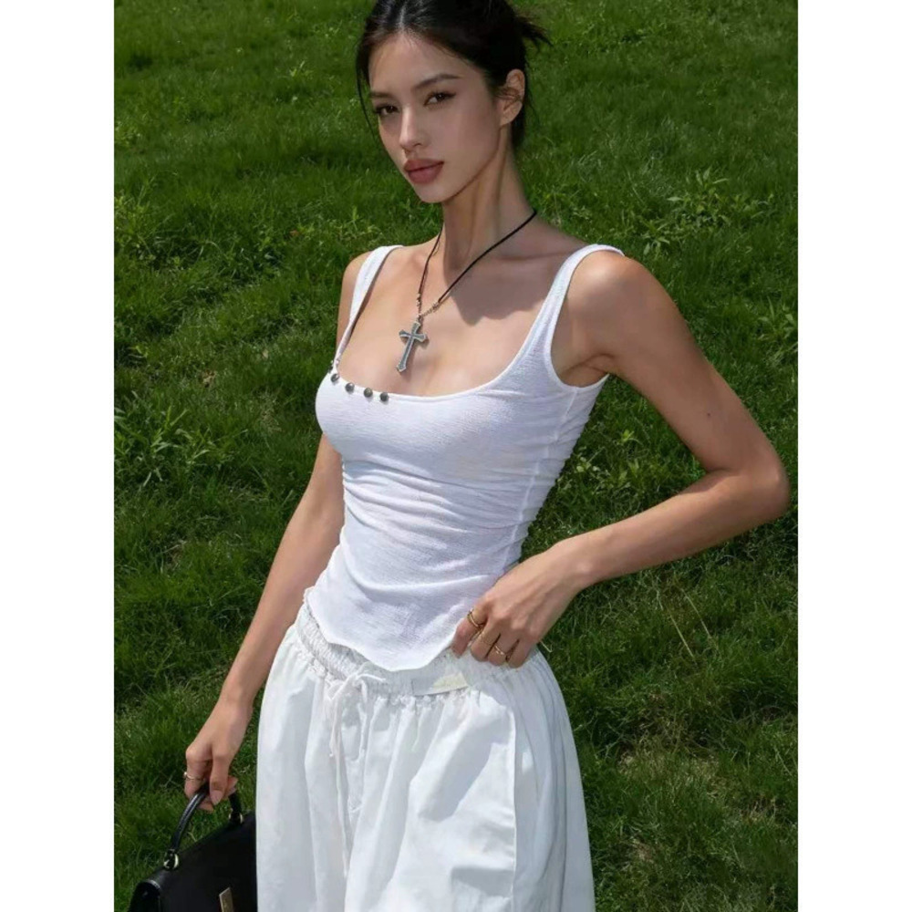 Zara BF Style Summer Solid Slim Fit Square Neck Short Vest Top